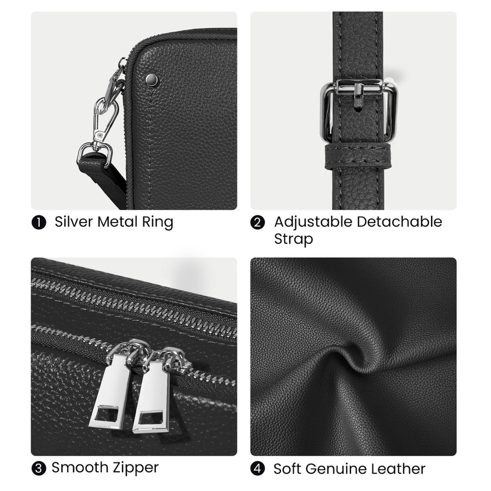befen RFID Genuine Leather Crossbody Bag In Blue - Picture 6 of 14